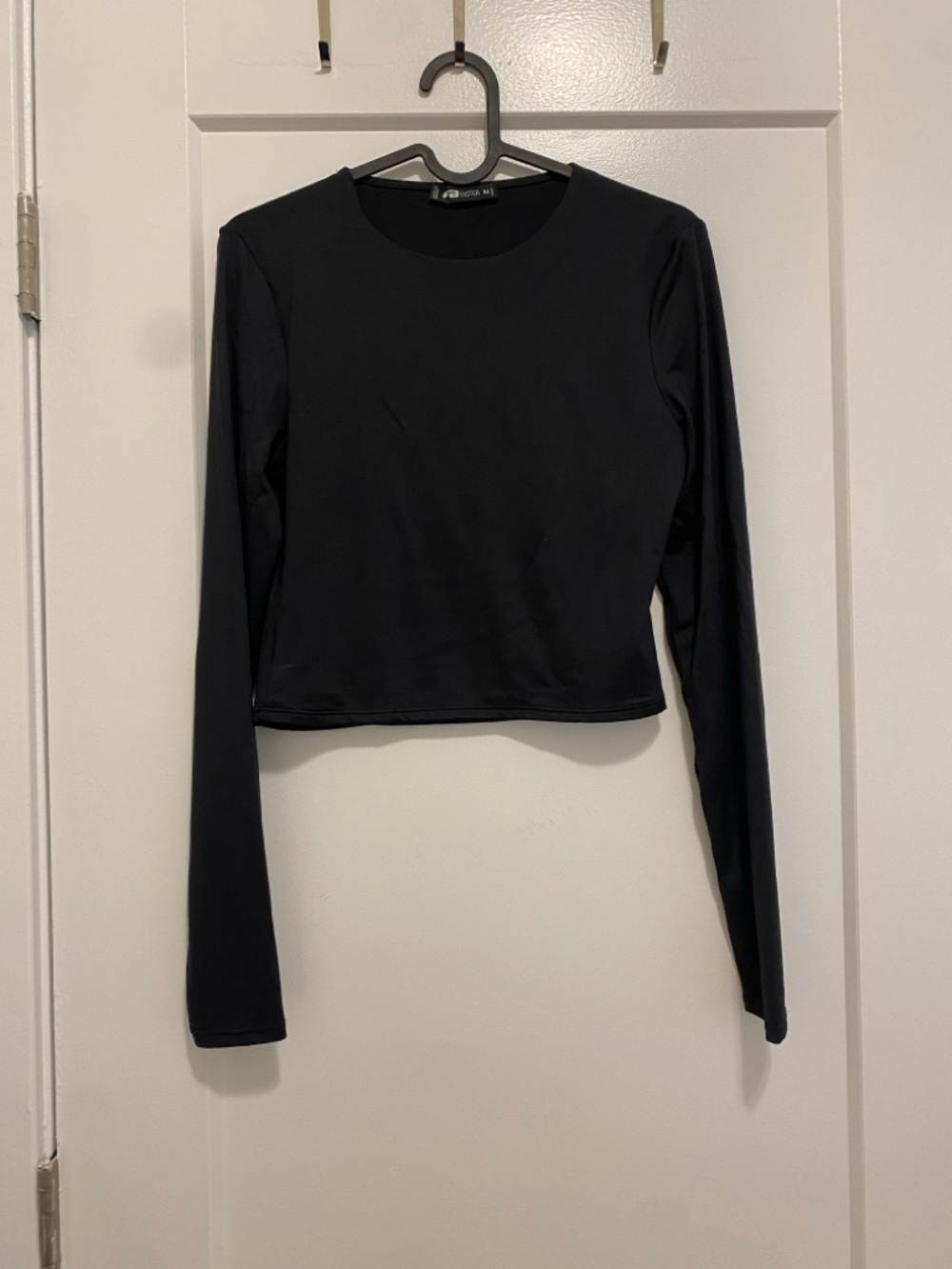 Women's Black Long-Sleeve Double Layer Top